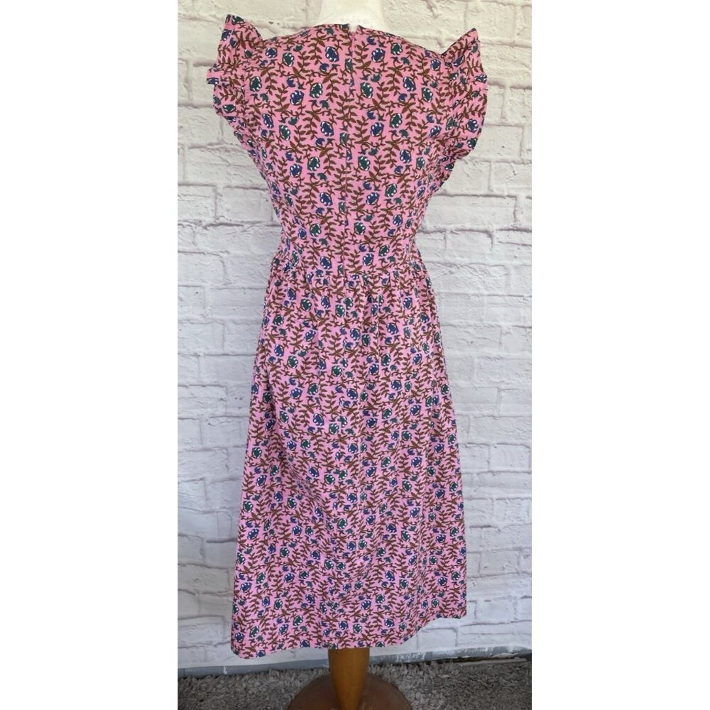 J.Crew  Flutter Sleeve Floral Smoked Midi Sun Dress Size Small - Picture 6 of 13